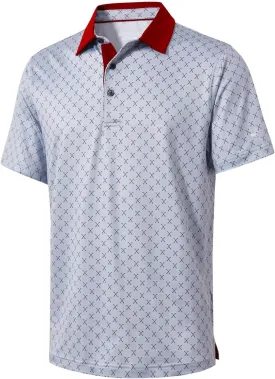 Mens Golf Shirts Short Sleeve Moisture Wicking Dry Fit Print Performance Athletic Casual Golf Polo Shirts for Men