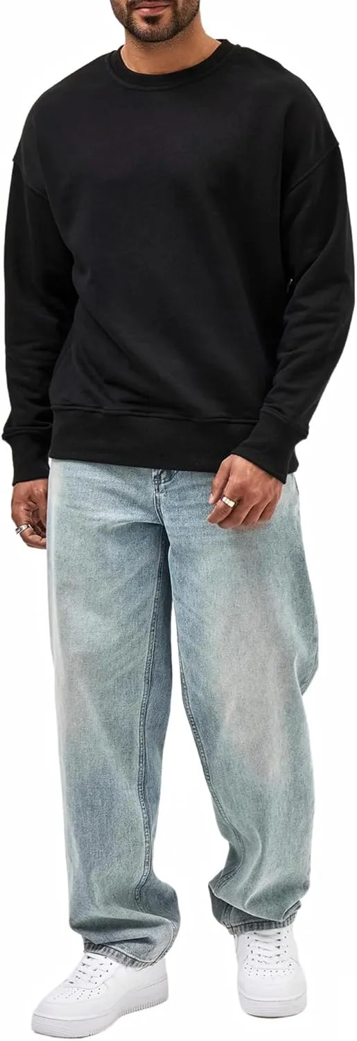 Men's Soft Crewneck Sweatshirt Breathable Crew Neck Pullover Outdoor Athletic Long Sleeve Sweatshirts