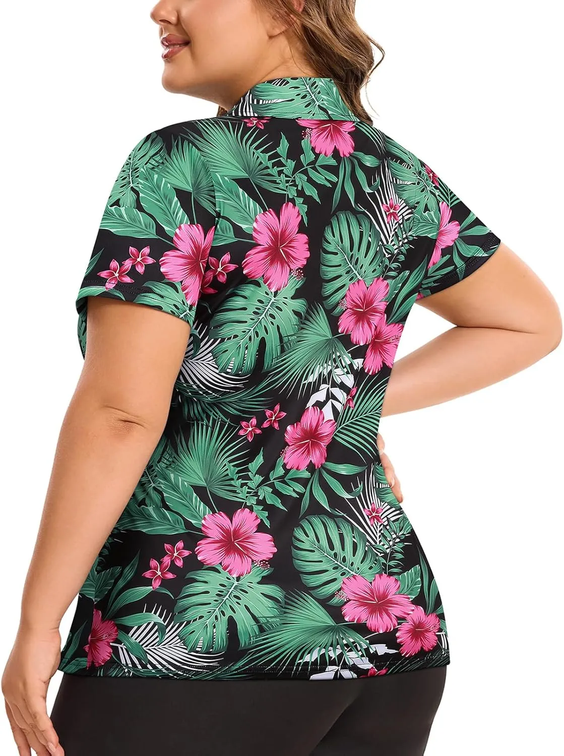 Misyula Style Plus Size Womens Golf Shirt Short Sleeve Quarter Zip Polo Shirts Casual Work Tennis Workout Tops XL-5XL