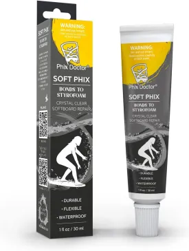 New Soft Phix EPS Styrofoam Safe SoftBoard Repair Surfboard Ding Repair Kit 1 fl oz
