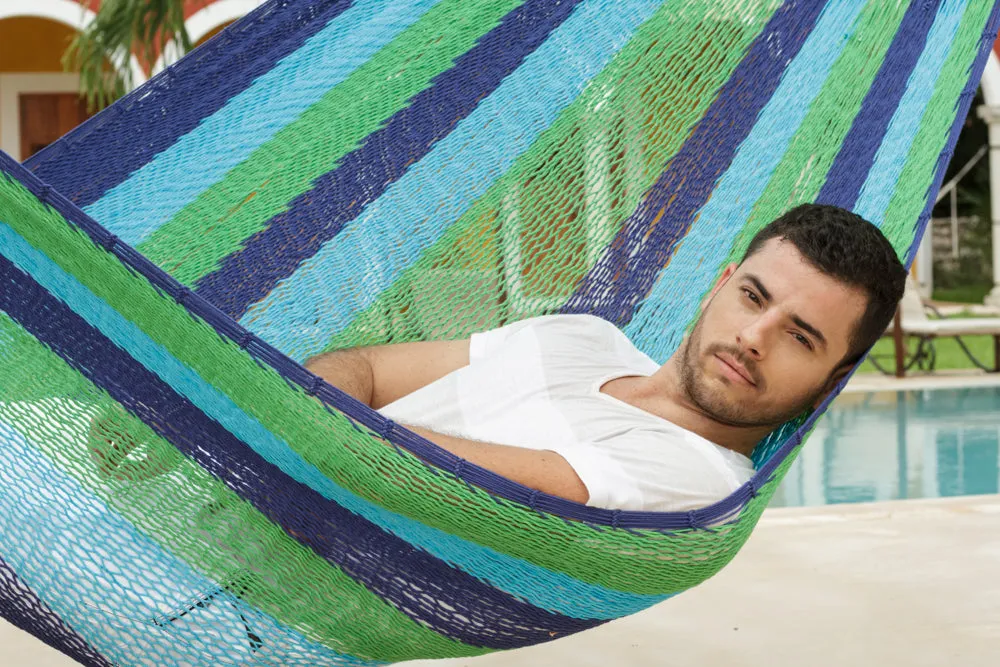 NNEDSZ  Size Outoor Cotton Mayan Legacy Mexican Hammock in Oceanica