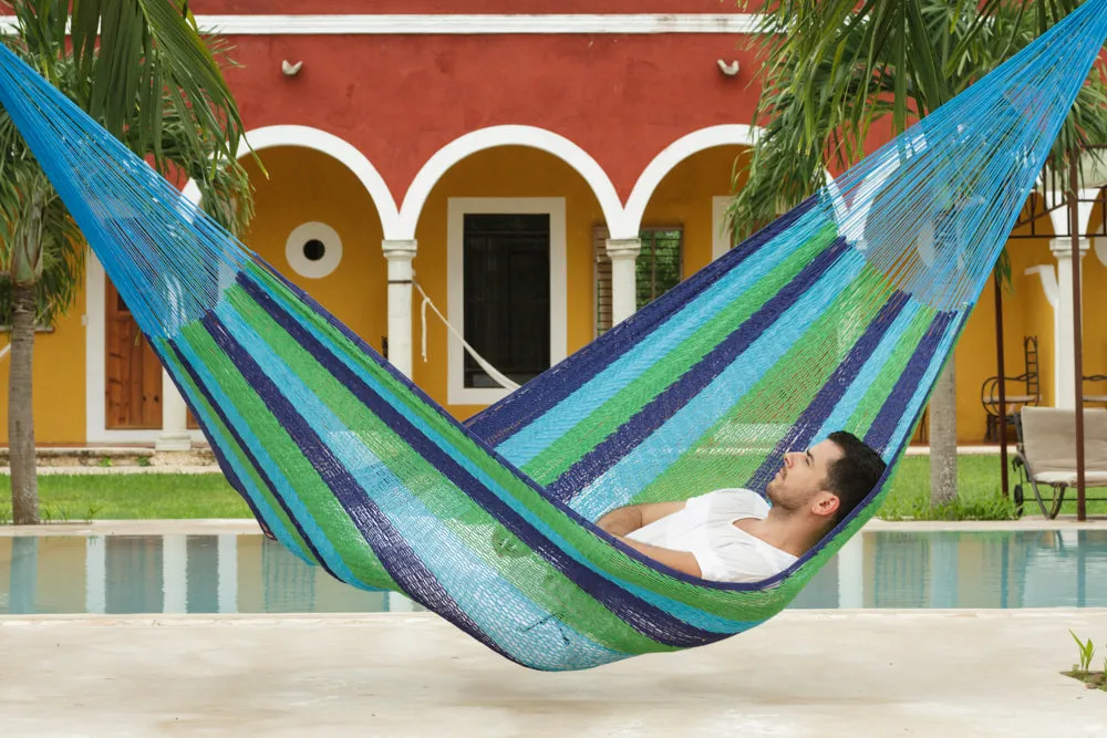 NNEDSZ  Size Outoor Cotton Mayan Legacy Mexican Hammock in Oceanica