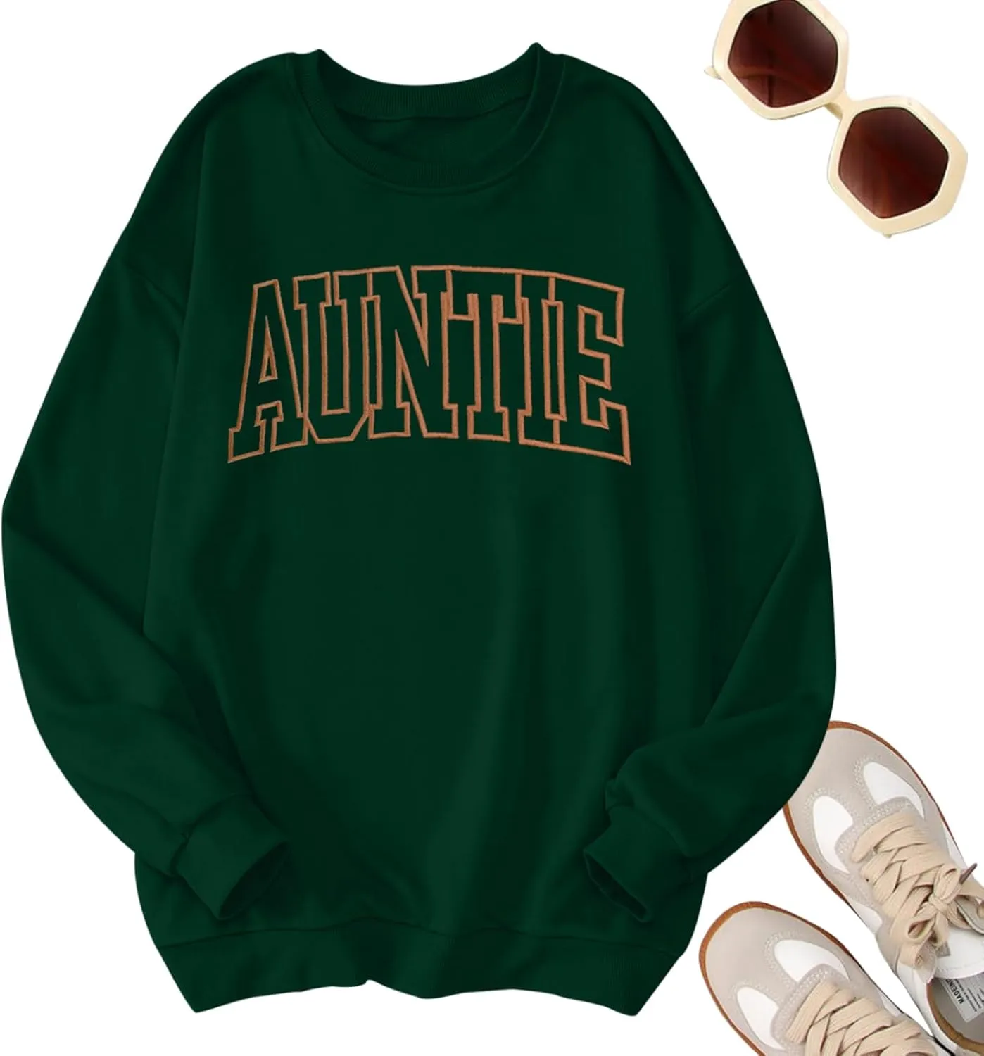 Oversized Aunt Sweatshirt Women: Auntie Tshirt Cool Aunt Shirt Long Sleeve Casual Pullover Tops