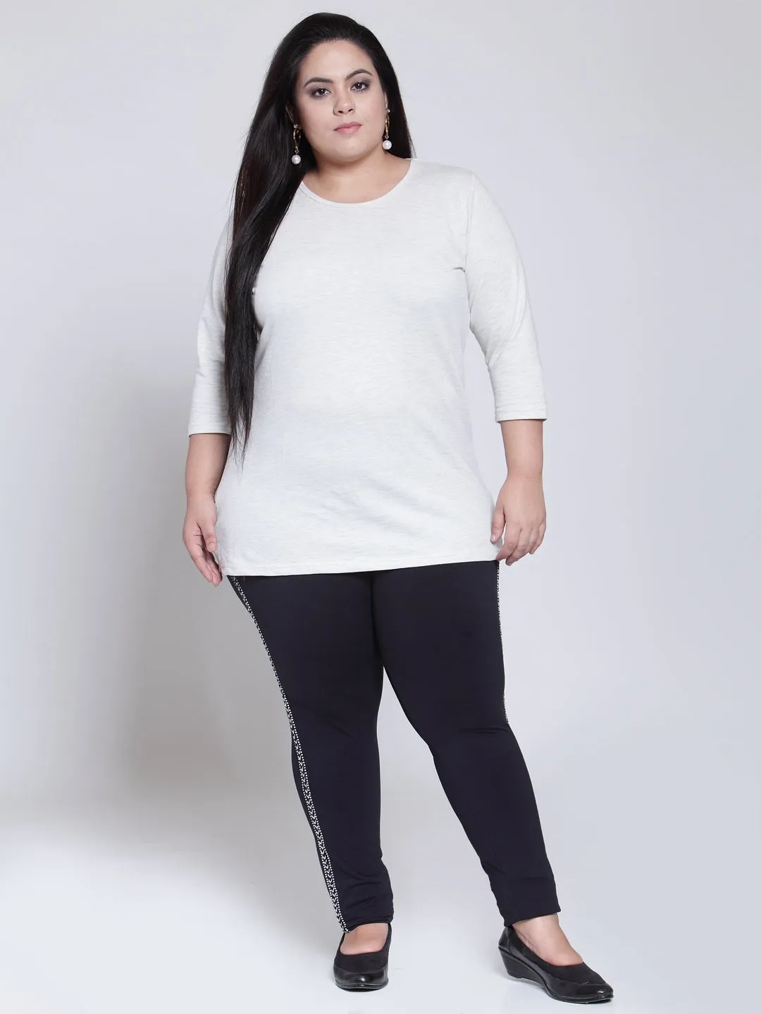 plusS Women Black Churidar Leggings