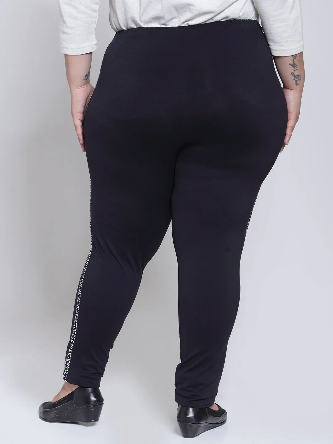 plusS Women Black Churidar Leggings