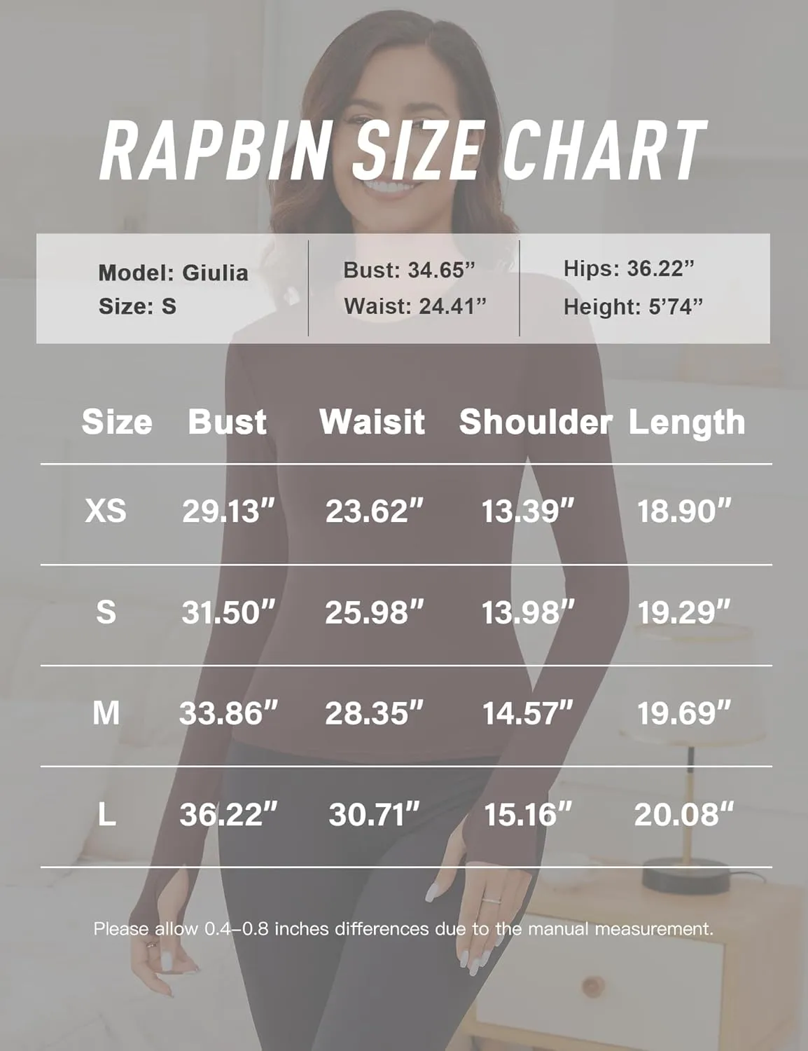 Rapbin Thermal Shirts for Women Long Sleeve Tops Ladies Fleece Undershirt for Winter Cold Weather with Thumb Holes XS-L