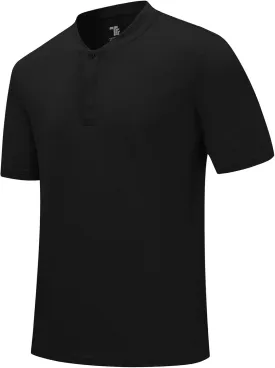 Rdruko Men's Golf Shirts Collarless Henley Dry Fit Athletic Casual Performance Blade Lightweight Polo T Shirts