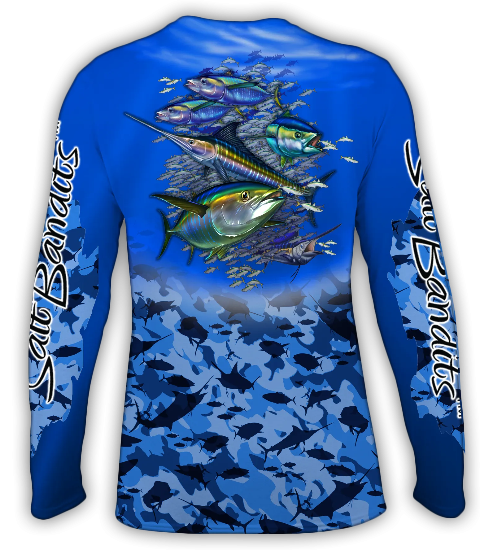Salt Bandits™ Tuna-Marlin Blue Camouflage Performance Long Sleeve T-Shirt