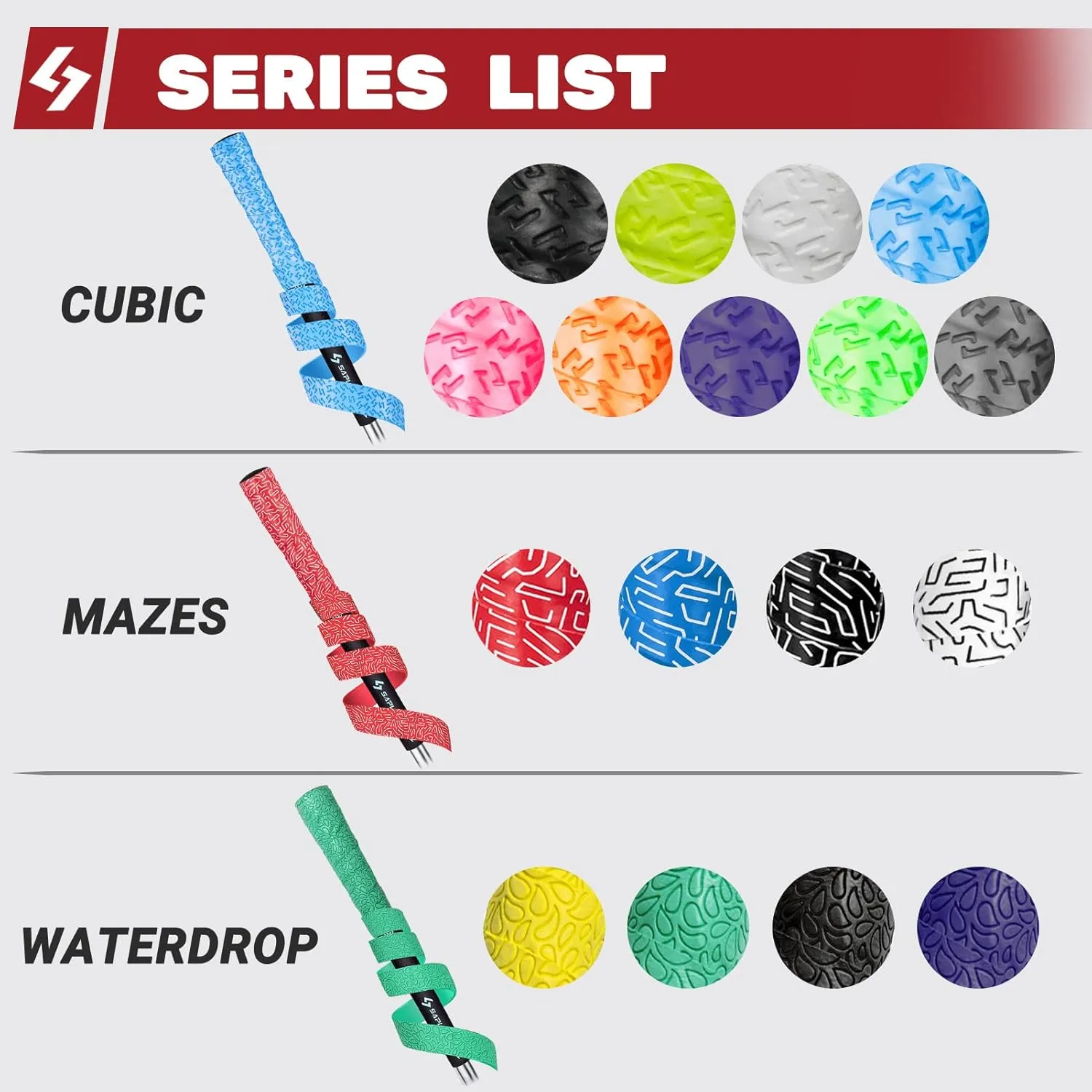 SAPLIZE Golf Grip Wrapping Tapes, 3 Or 15 Pack Tacky PU Overgrip Tapes, New Regripping Solution for Golf Club Grips