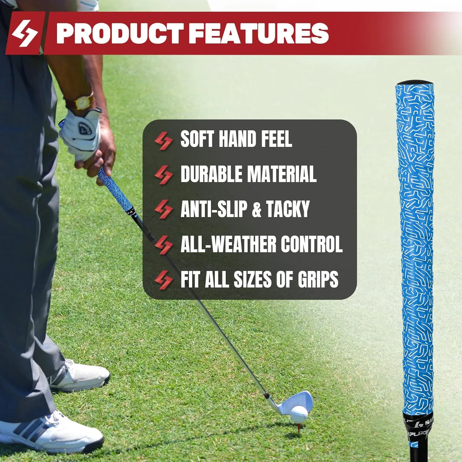 SAPLIZE Golf Grip Wrapping Tapes, 3 Or 15 Pack Tacky PU Overgrip Tapes, New Regripping Solution for Golf Club Grips