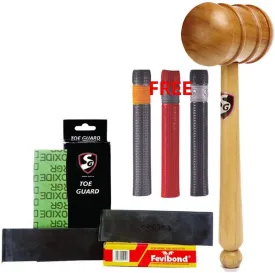 SG Cricket Bat Care - Wooden Mallet Combo Toe Guard Pack   Wooden Mallet & GET Free 3 BAT Grips