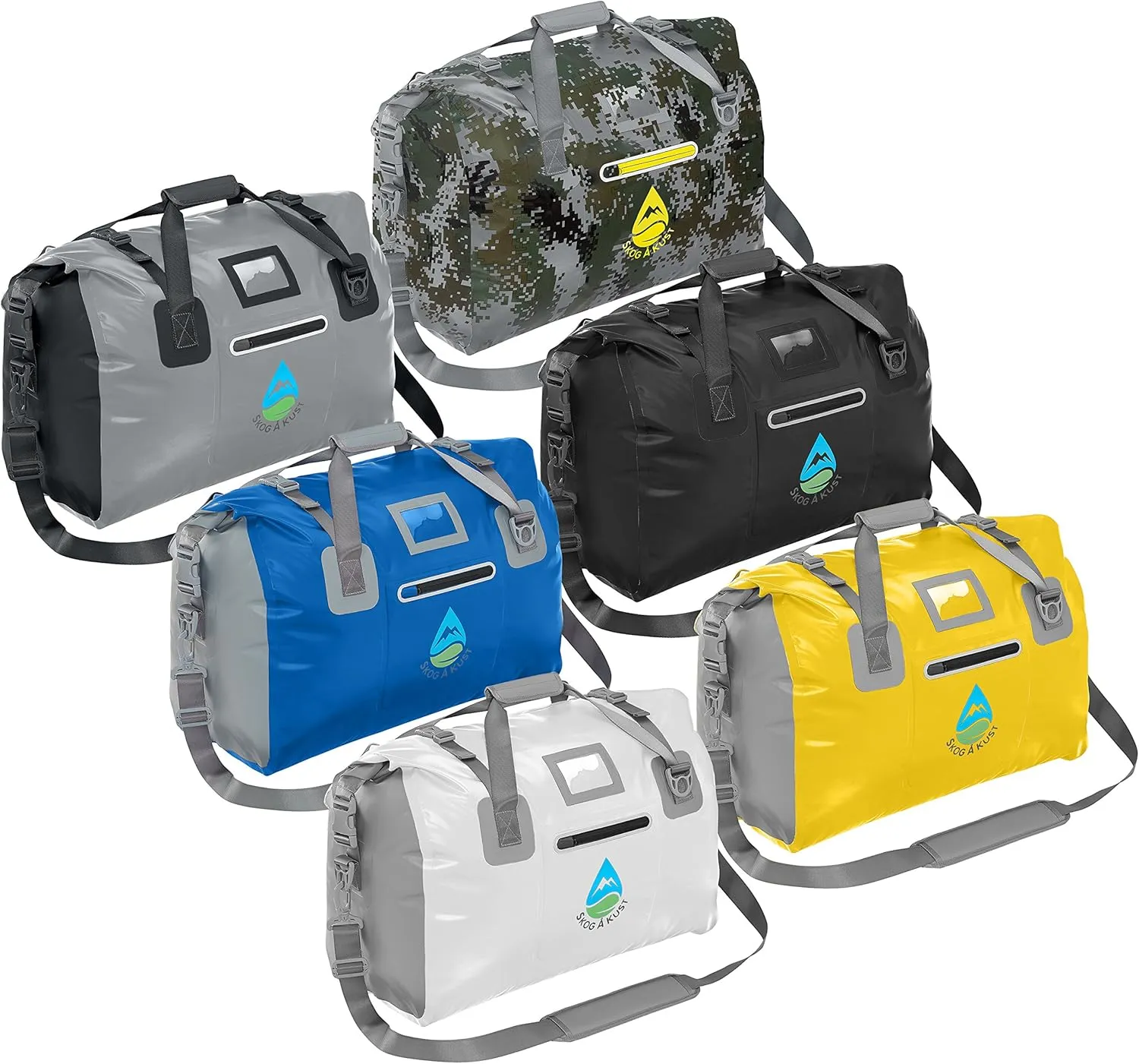 Skog  Kust Duffelsak Heavy Duty Waterproof Duffel - Gear Bag for Sports, Travel, & More - 40L Grey