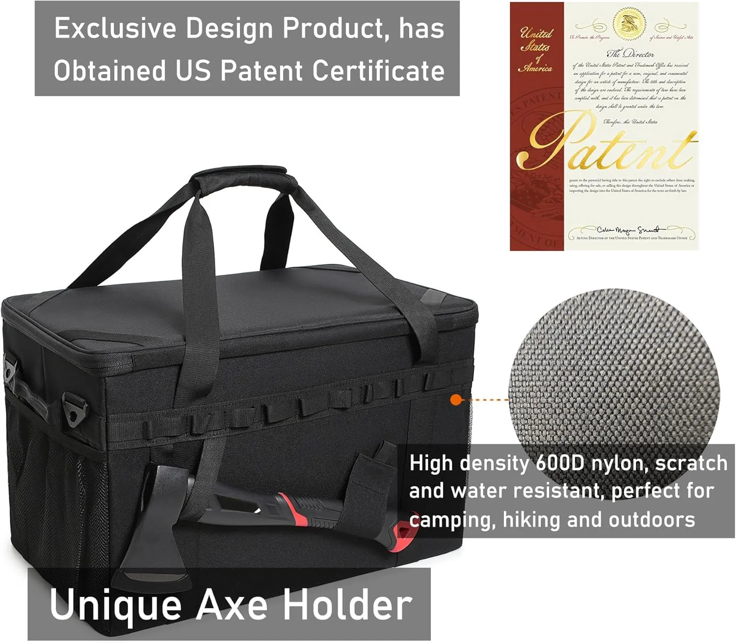 Tactical Camping Storage Bag Utility Tote Bag Camping Kitchen Organizer with Axe Holder & Shoulder Strap