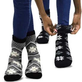 TeeHee Socks Women's Thermal Acrylic Crew Deer and Snowflake 2-Pack (12030)