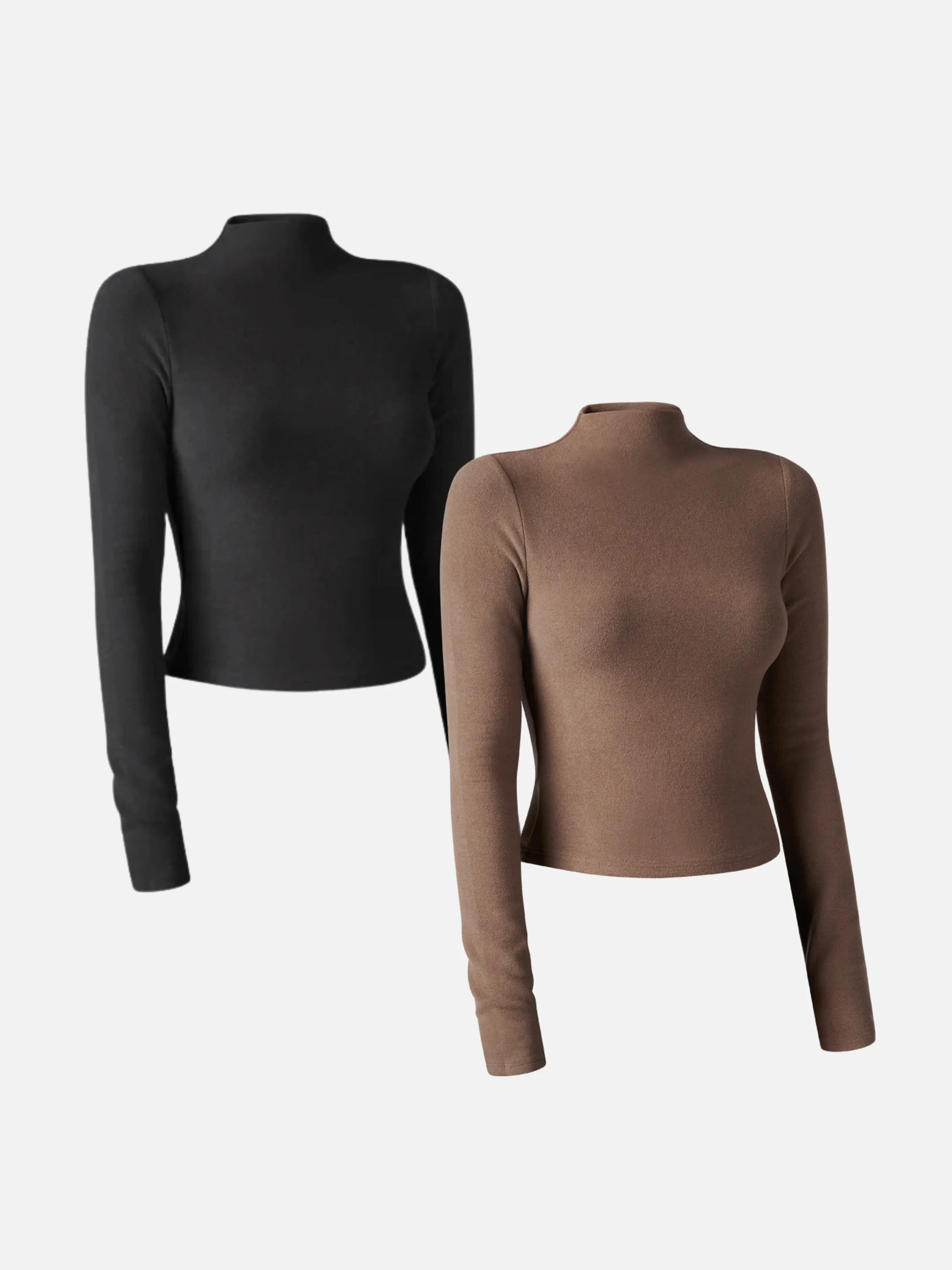 Thermal Brushed Mock Neck Crop Top