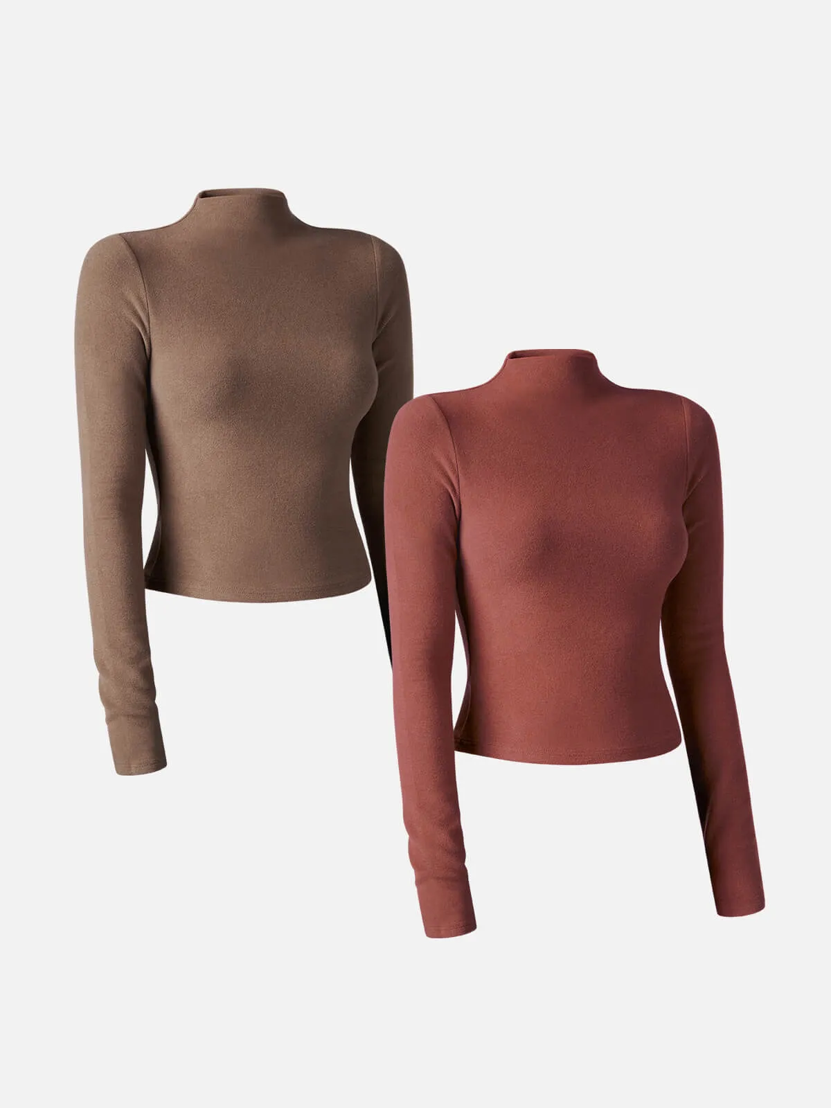 Thermal Brushed Mock Neck Crop Top