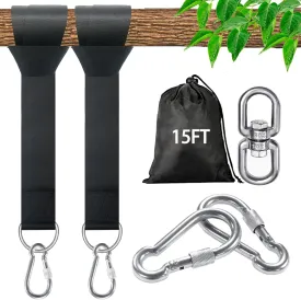 Tree Swing Straps Hanging Kit - 3FT/8FT/15FT/20FT/30FT, Strong & Durable - Holds Up to 5000lbs - Adjustable Tree Swing Straps Fit for All Swings, Hammocks, Safer & Easy Installation (15 FT)