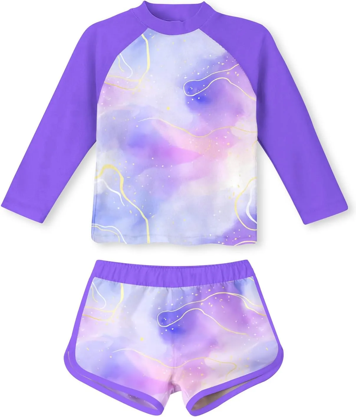 TUONROAD Girls 2 Pieces Rash Guard Swimsuit Long Sleeve Tankini for 4-10 Years