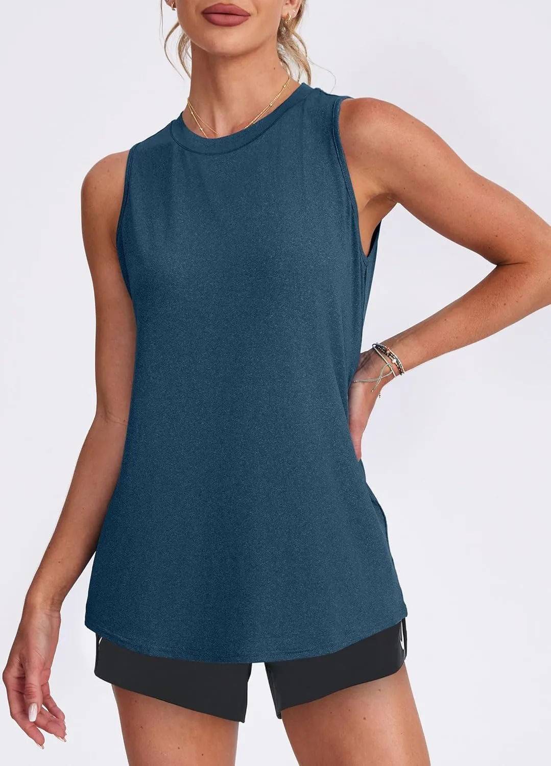 Womens Workout Tank Tops Lightweight Sleeveless Shirts for Women Loose Fit Tops for Athletic Running Tennis Yoga